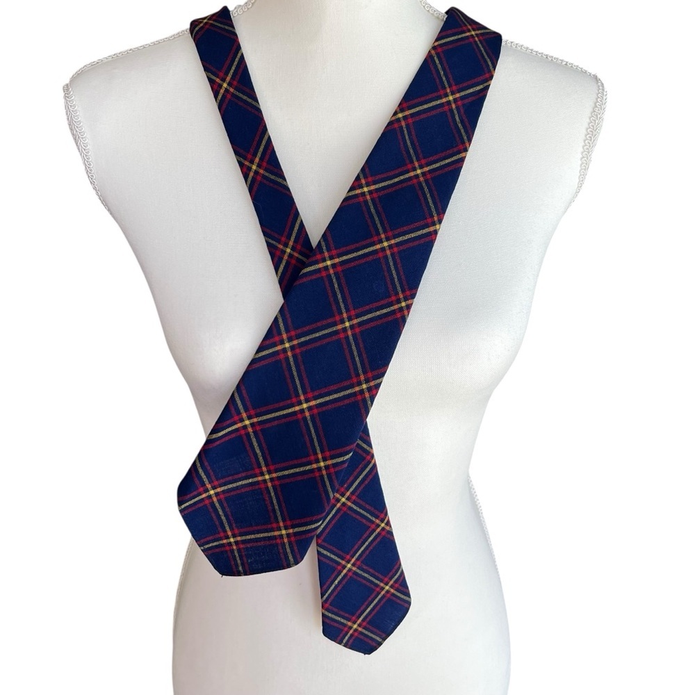 Vintage Melbroke Mens Tie 100% Wool Navy Yellow Red Made in the USA